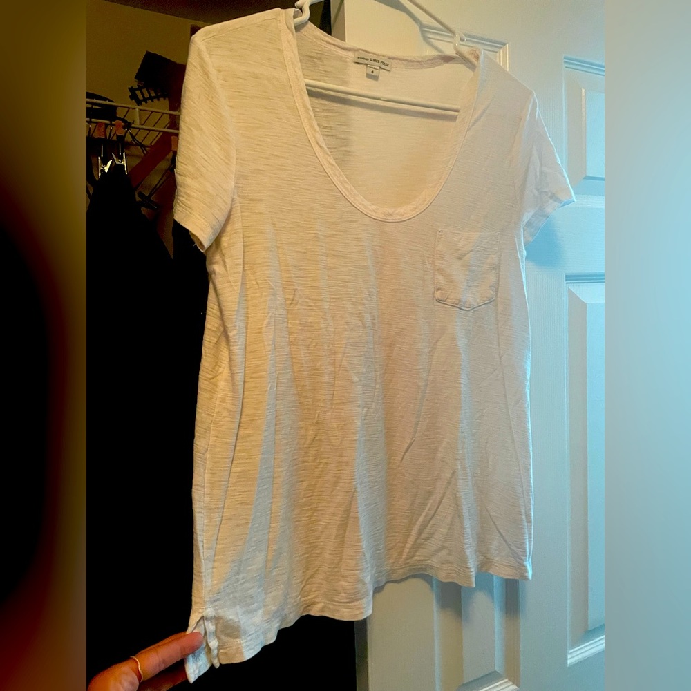 White James Perse t shirt scoop neck pocket size 4